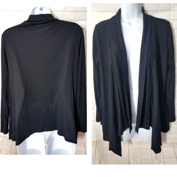 Lands End Black Open Cardigan Sweater - Picture 1 of 7